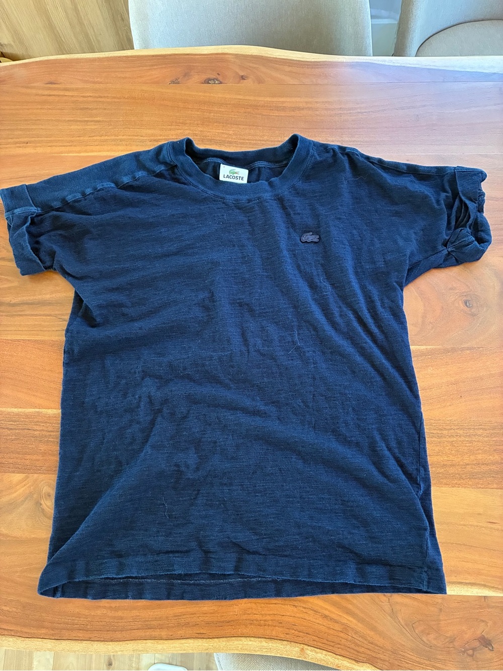 Lacoste Navy Blue Short Sleeve Tee with Croc Logo